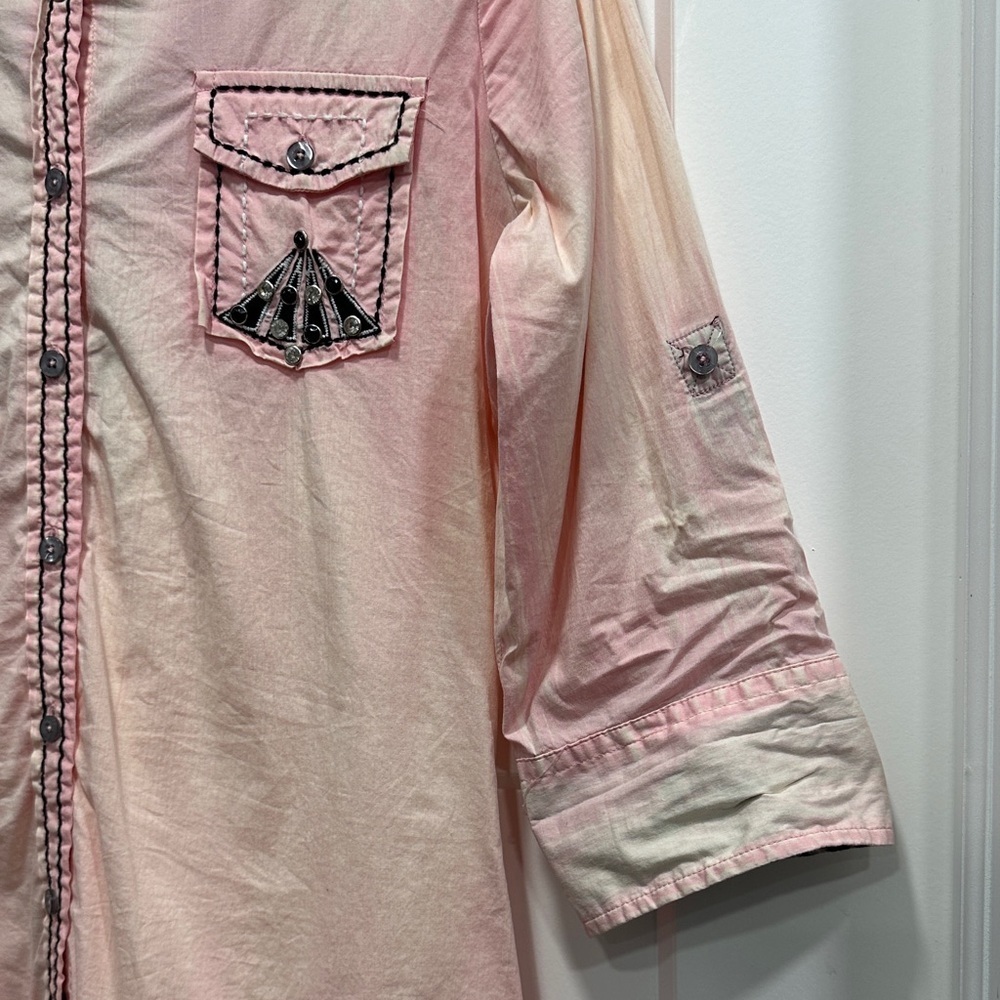 Roar Pink Tie Dye Button Down Shirt Size Large - Picture 7 of 8